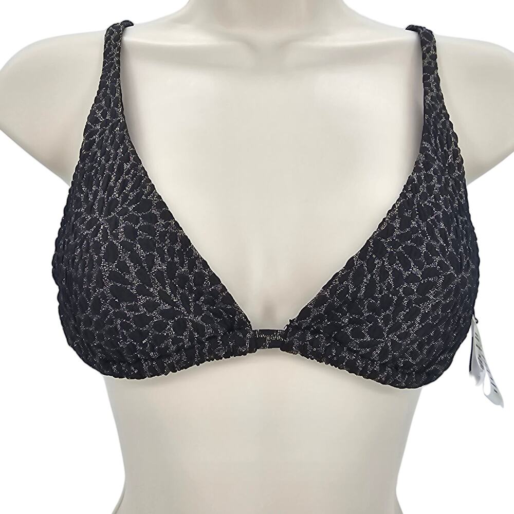 Andie swim X Demi Moore Womans size S The Tropez Bikini Top Black/Gold NEW